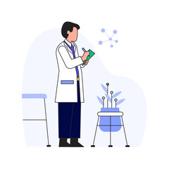 Record Scientist 2D Color Illustrations