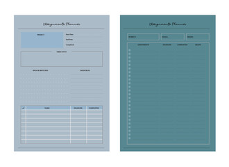 Assignment Planner. Minimalist planner template set. Vector illustration.