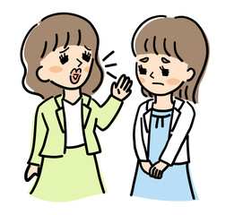 叱る女性と話を聞く女性