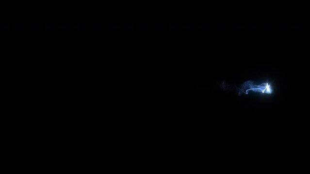 Light Streaks moving From Left Side to Right Side with Glow and Particles,isolated on Black Background,4K