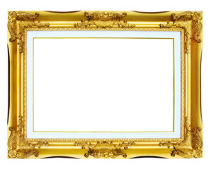 golden picture frame on transparent background png file