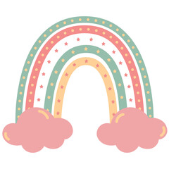 Rainbow Boho Shape with cloud illustration for decoration Web Design, Poster, Brochure, Printing, Advertisement, etc.