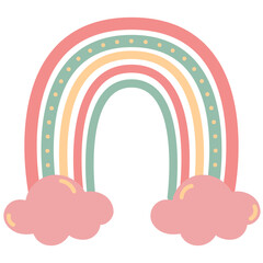 Rainbow Boho Shape with cloud illustration for decoration Web Design, Poster, Brochure, Printing, Advertisement, etc.