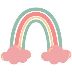 Rainbow Boho Shape with cloud illustration for decoration Web Design, Poster, Brochure, Printing, Advertisement, etc.