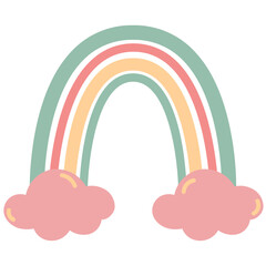 Rainbow Boho Shape with cloud illustration for decoration Web Design, Poster, Brochure, Printing, Advertisement, etc.