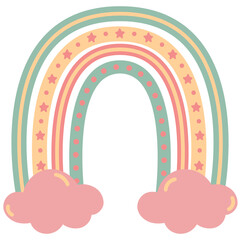 Rainbow Boho Shape with cloud illustration for decoration Web Design, Poster, Brochure, Printing, Advertisement, etc.