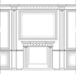 Vector illustration sketch of classic fireplace place