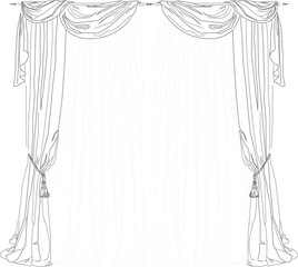 Vector sketch illustration of door opening curtain © TSANI