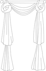 Vector sketch illustration of door opening curtain