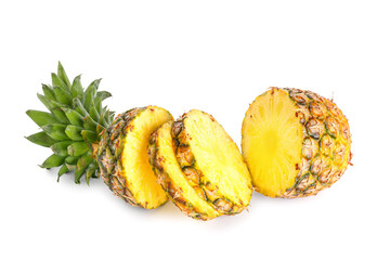 Fresh cut pineapple on white background