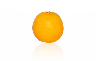 Isolated orange on white background with reflection. Fruit on a white background.
