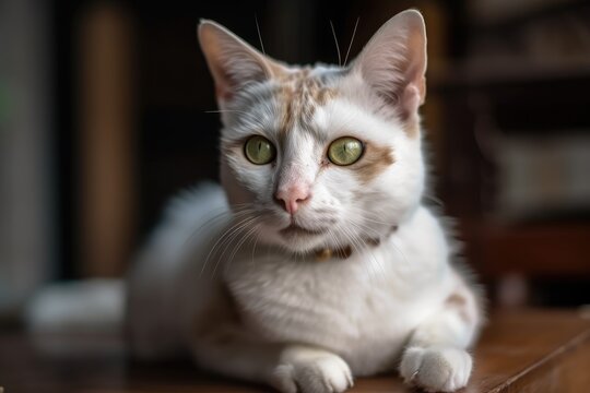 gorgeous short hair cat indoor photo. Generative AI
