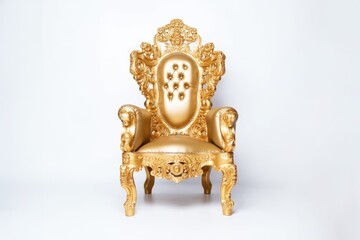 Isolated on a white background, a golden chair. piece of design with a clipping path. Generative AI