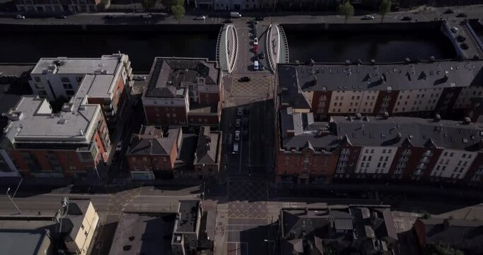 4k aerial drone shots of Dublin city. Capital of Ireland. Area Smithfield and Stoneybatter. 4k, 29.97fps.