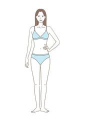 正面を向いたスリムな体形の女性