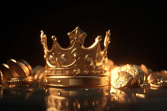 low key image of beautiful queen/king crown. vintage filtered. fantasy medieval period, Generative AI