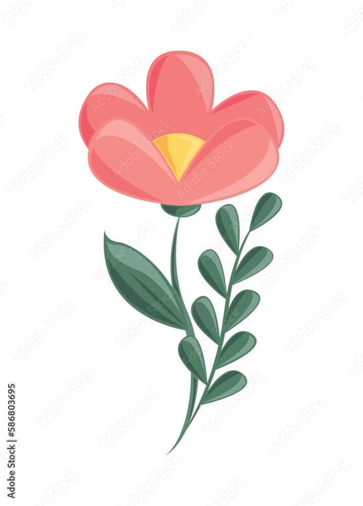 Sticker flower and foliage spring icon