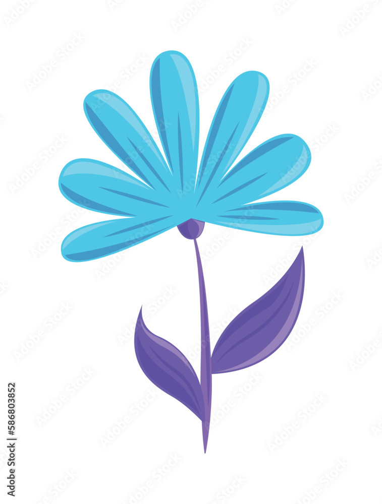 Sticker blue flower spring icon