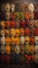 Vast array of different spices. Generative AI.