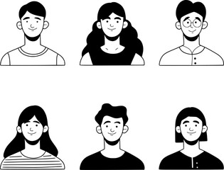 Vector set of people drawn with lines - People of various appearances
