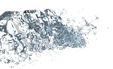 Obraz premium 3d water splash transparent, clear blue water scattered around isolated. 3d render illustration