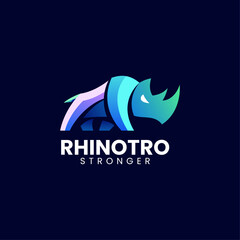 Fototapeta premium Vector Logo Illustration Rhino Gradient Colorful Style