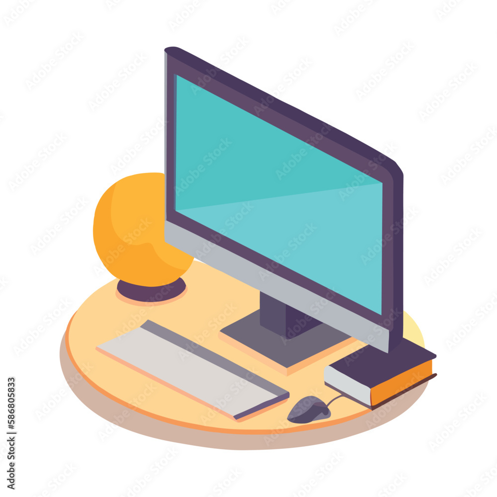 Poster desk with computer monitor
