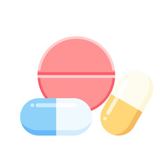 Drugs pills, Pharmaceutical pills, Pharmacy treatment, health pills, medication vitamins, and tablet illustration