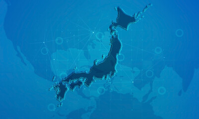 Japan Map Digital Business Background