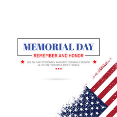 Memorial Day. Remember and honor with the USA flag, Vector illustration