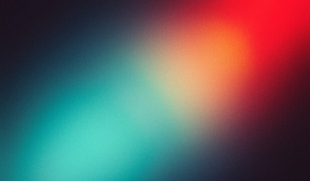 Light blue, orange and magenta pastel colors with gradient texture for web banner and hot sale. Abstract color gradient background, film grain texture, blurred orange gray white free forms on black.