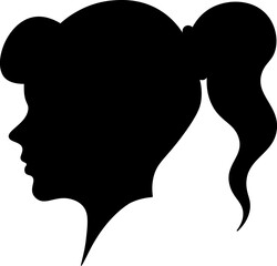 Minimalist Woman With Ponytail Silhouette Vector Illustration	