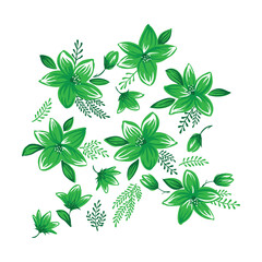 Vector printable seamless pattern with green leaves