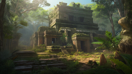 abandoned ancient temple in the forest