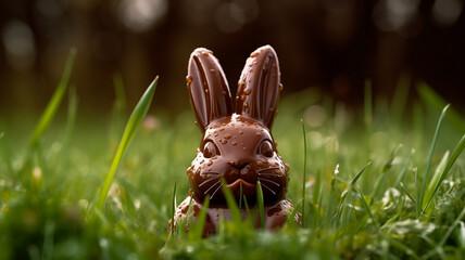 chocolate bunny in the grass