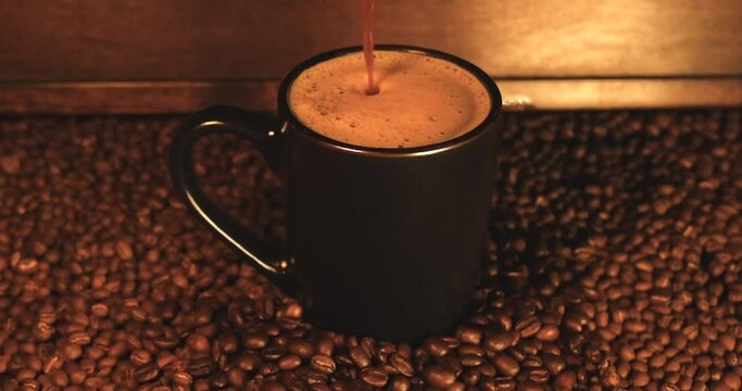 Fresh Roasted Coffee In Mug With Foam