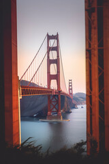 The Golden Gate Bridge at Sunset, San Francisco. Generative AI