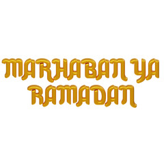 3d illustration of golden Marhaban ya Ramadan text icon for Ramadan Kareem Islamic decoration theme, Creative User Interface Design, and Web Design Ideas