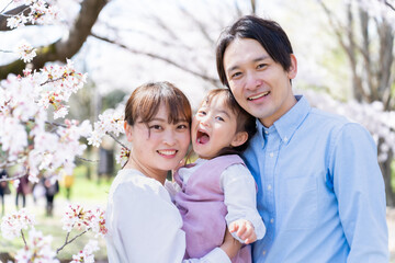 桜と親子