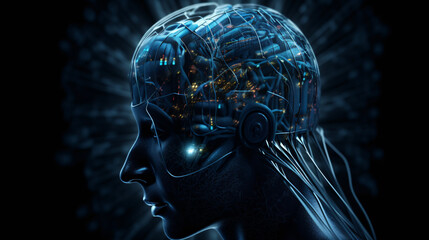 Obraz premium future cyber network brain generative ai