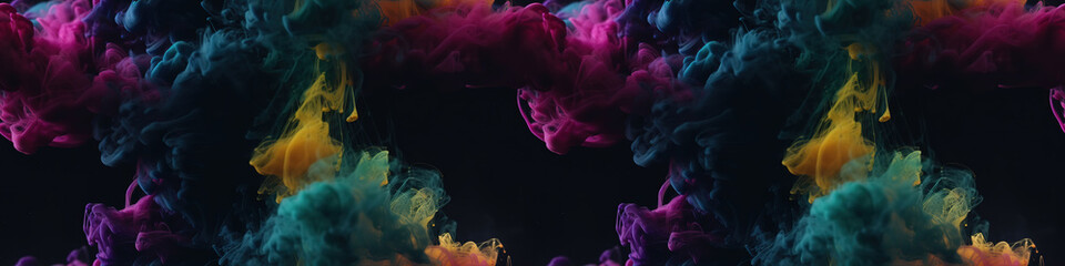 Fototapeta premium Awe-inspiring photography of stunningly colorful smoke set against a sleek black background.
