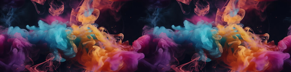 Obraz premium Awe-inspiring photography of stunningly colorful smoke set against a sleek black background.