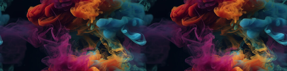 Obraz premium Awe-inspiring photography of stunningly colorful smoke set against a sleek black background.