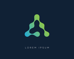 Letter A Tech Logo and connect dots logo vector