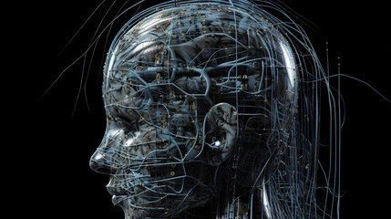 Obraz premium future cyber network brain generative ai