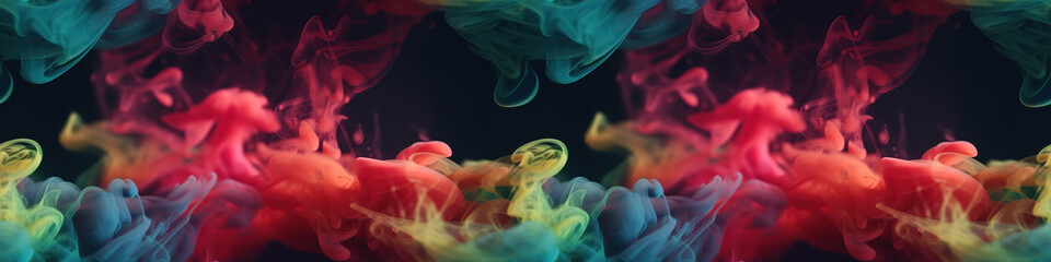 Breathtaking display of colorful smoke against a dramatic black backdrop. © Fernando