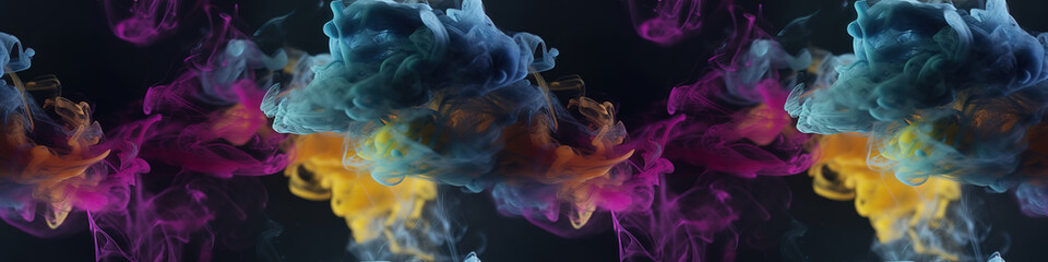 Fototapeta premium Breathtaking display of colorful smoke against a dramatic black backdrop.