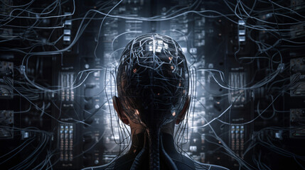 Fototapeta premium future cyber network brain generative ai