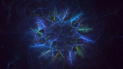 3D rendering abstract multicolor fractal light background