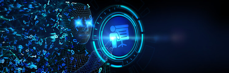 Business, Technology,Internet and network concept. E-learning Education Internet Technology Webinar Online Courses concept. 3d illustration